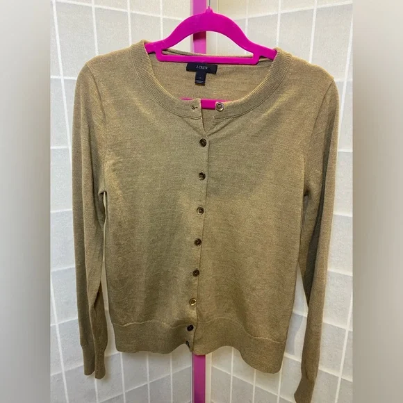 J. Crew Women's Brown 100% Merino Wool Cardigan Sweater - Picture 1 of 7
